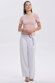 Pantalón Mujer Sastrero Con Cinturón Blanco
