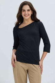 Polera Mujer Detalle Hombro Negro