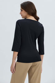 Polera Mujer Detalle Hombro Negro