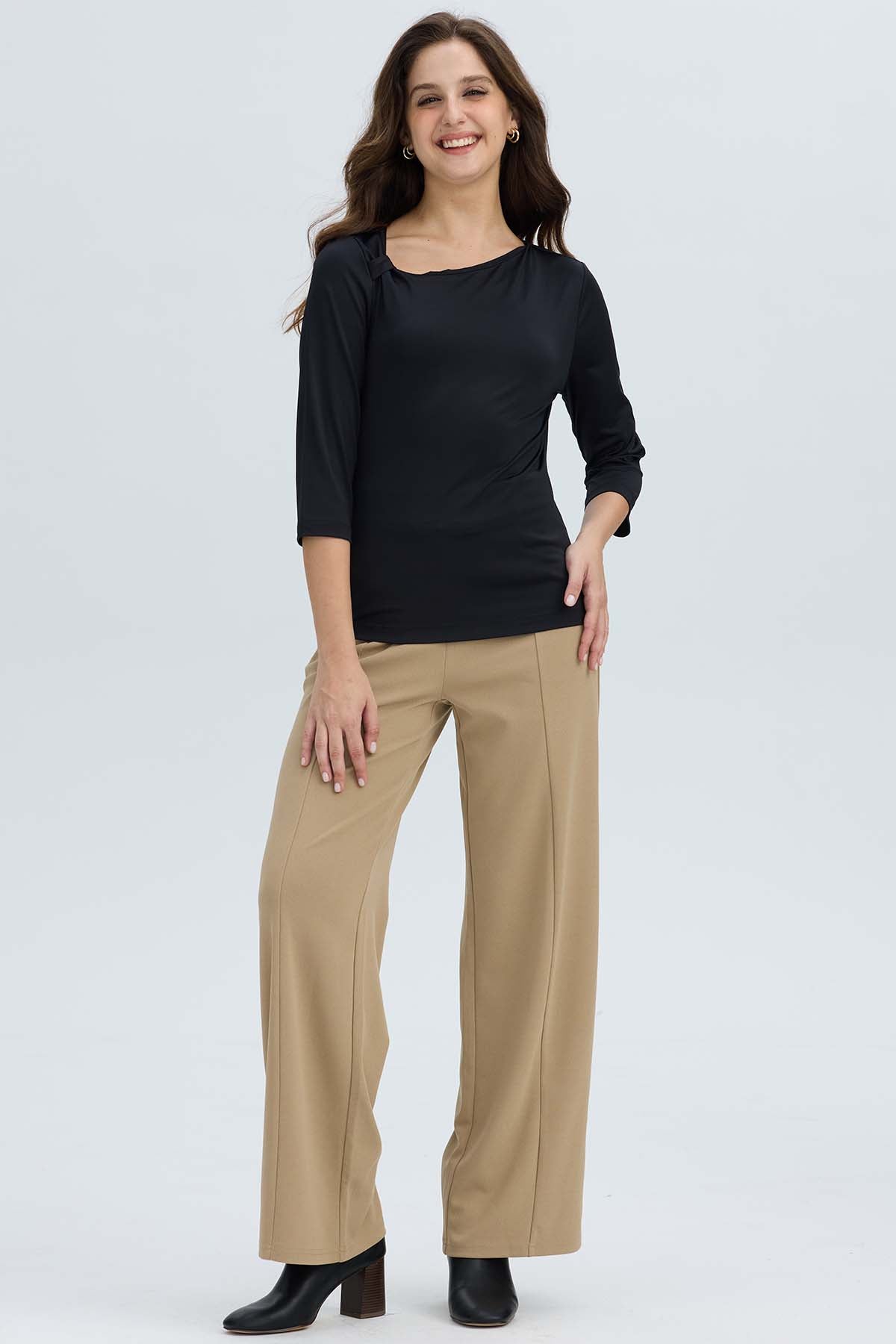 Polera Mujer Detalle Hombro Negro