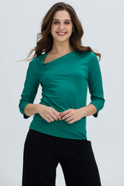 Polera Mujer Detalle Hombro Verde