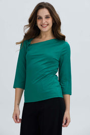 Polera Mujer Detalle Hombro Verde