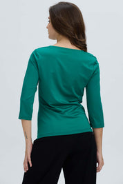 Polera Mujer Detalle Hombro Verde