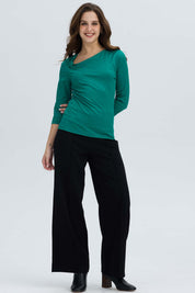 Polera Mujer Detalle Hombro Verde
