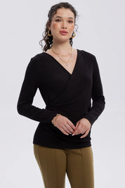 Polera Mujer Cruce Delantero Negro