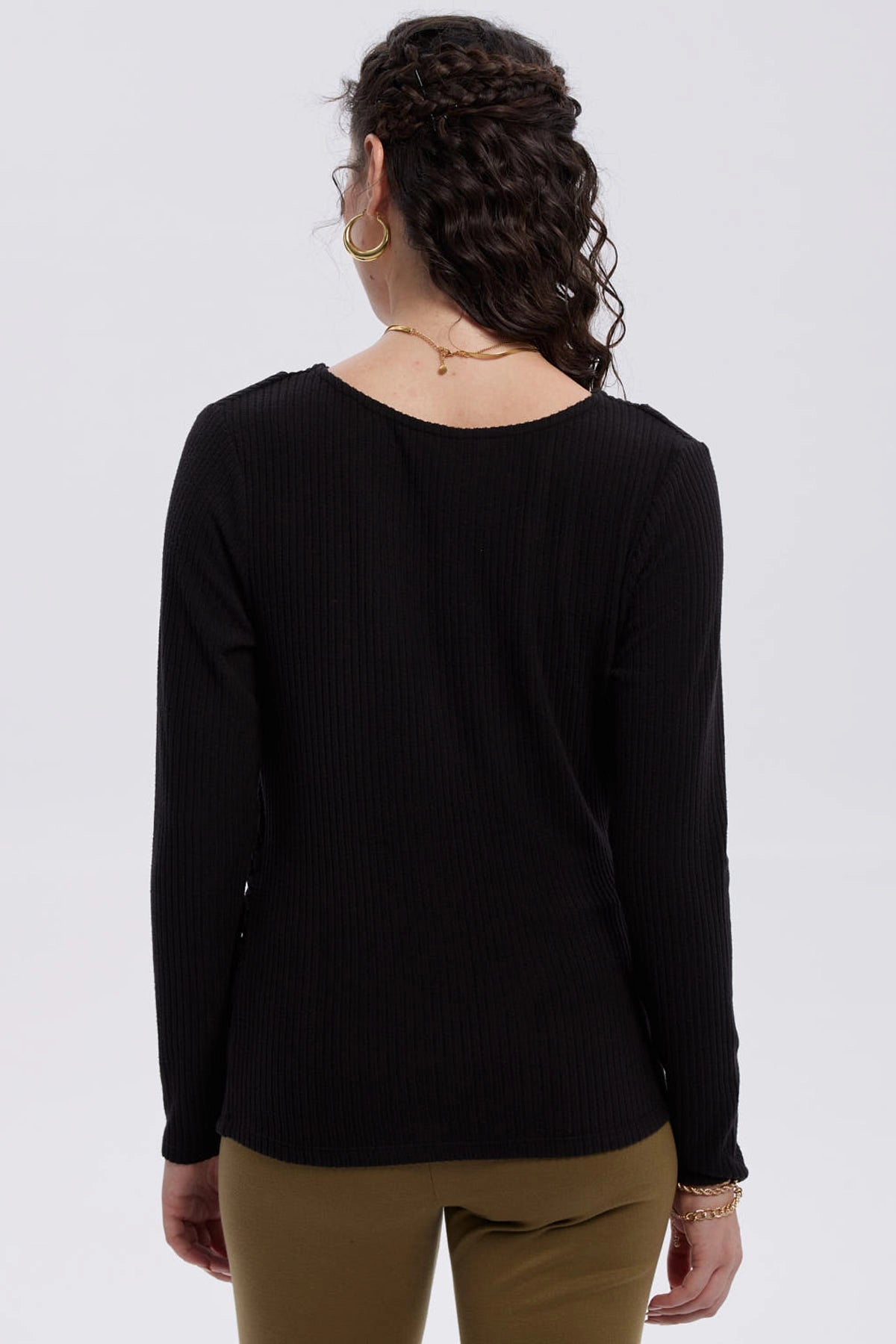 Polera Mujer Cruce Delantero Negro
