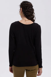 Polera Mujer Cruce Delantero Negro