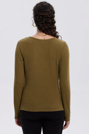 Polera Mujer Cruce Delantero Verde Militar