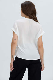 Blusa Mujer Dobladillo En Manga Crudo