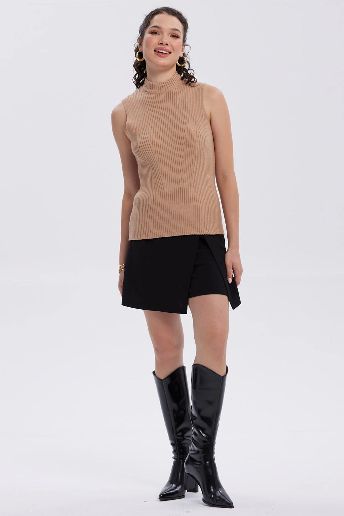 Sweater Mujer Con Textura Camel