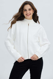 Polerón Mujer Liso Estilo Bomber Crudo