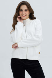Polerón Mujer Liso Estilo Bomber Crudo