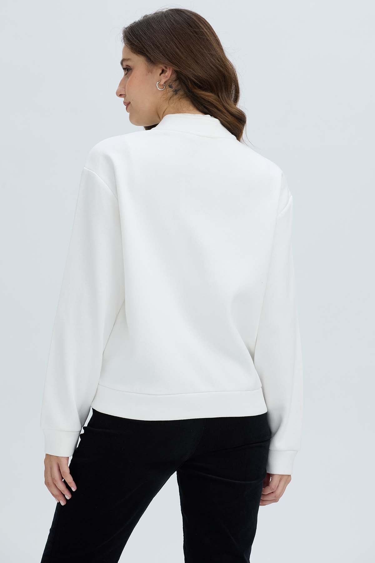 Polerón Mujer Liso Estilo Bomber Crudo