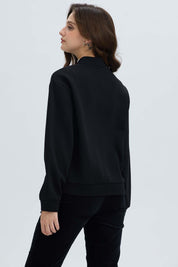 Polerón Mujer Liso Estilo Bomber Negro