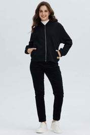 Polerón Mujer Liso Estilo Bomber Negro