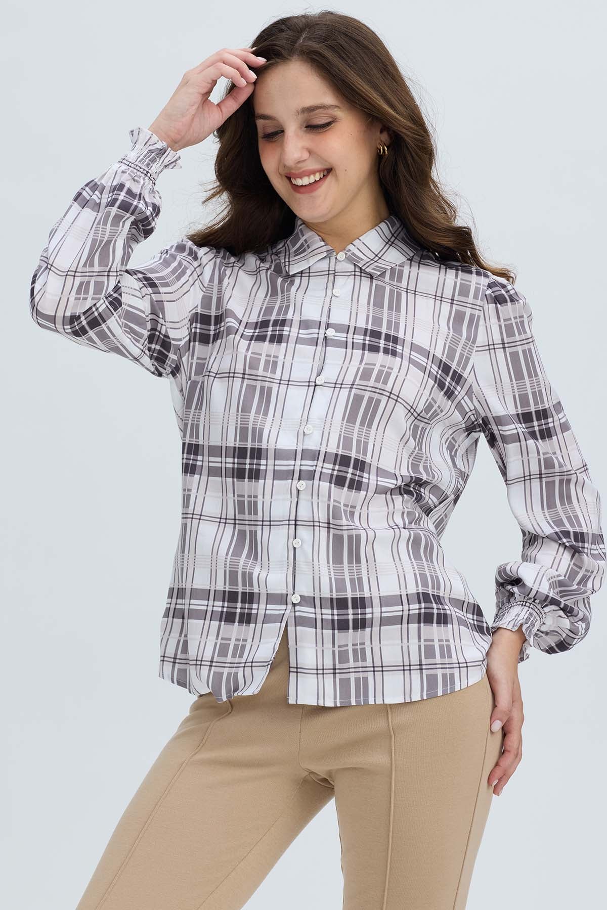 Blusa Mujer Puño Elasticado Crudo