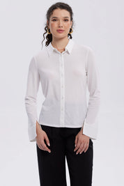 Blusa Mujer Abotonada Con Textura Crudo