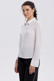 Blusa Mujer Abotonada Con Textura Crudo