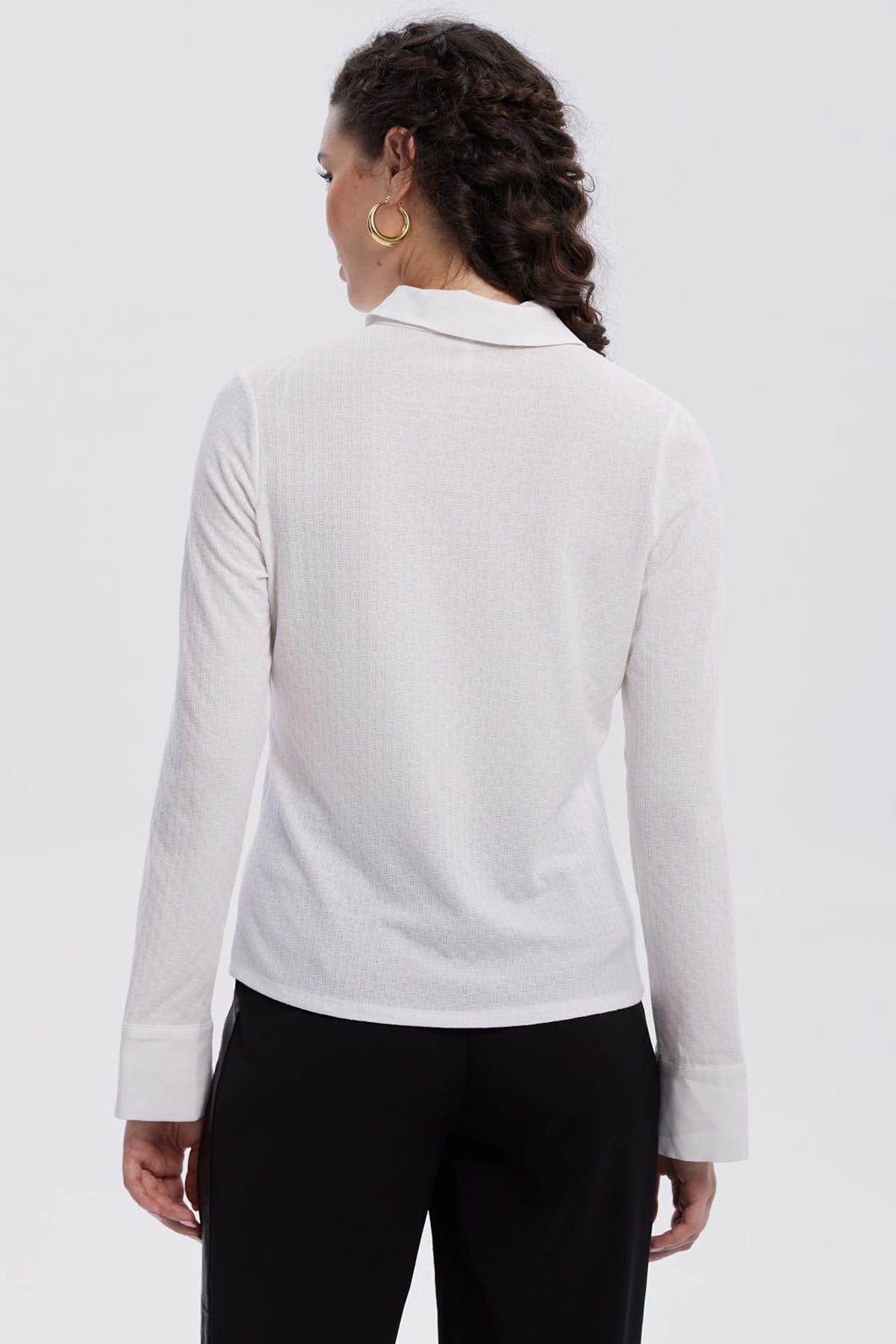 Blusa Mujer Abotonada Con Textura Crudo