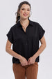 Blusa Mujer Satín Abotonada Negro