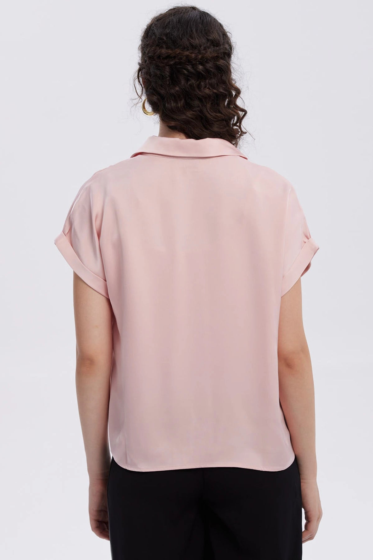 Blusa Mujer Satín Abotonada Palo Rosa
