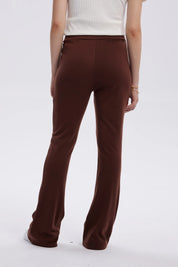 Calza Mujer Flare Piping Delantero Café Oscuro