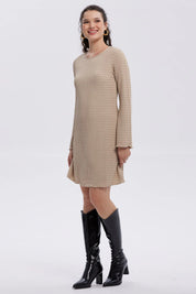 Vestido Mujer Flare Corto Beige