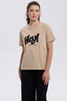 Polera Mujer Print Con Aplicación Beige