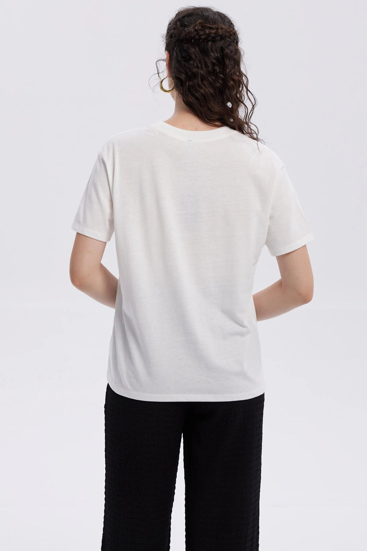Polera Mujer Print Con Aplicación Crudo