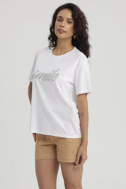 Polera Mujer Print Con Aplicación Blanco