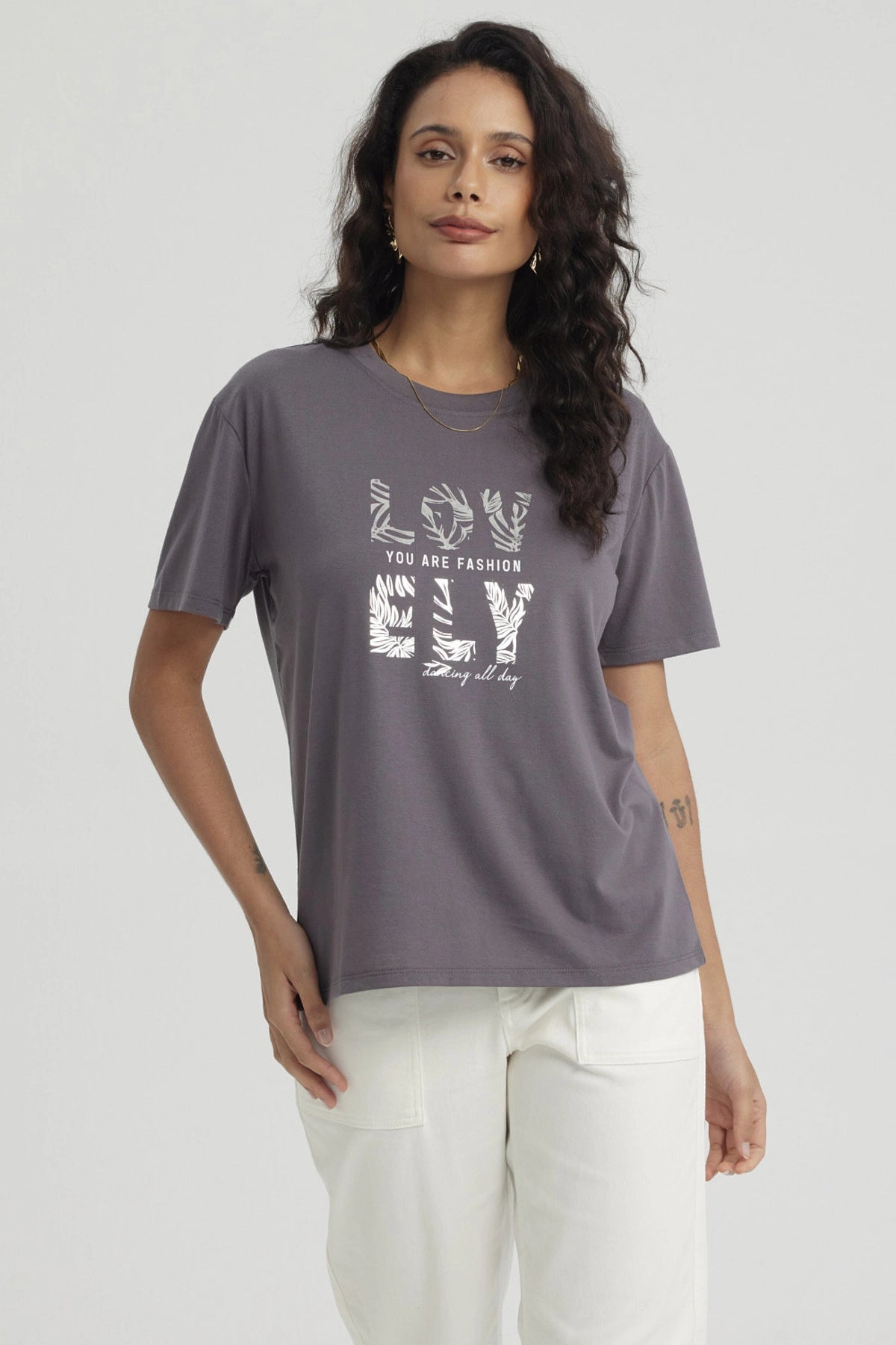 Polera Mujer Print Con Aplicación Marengo