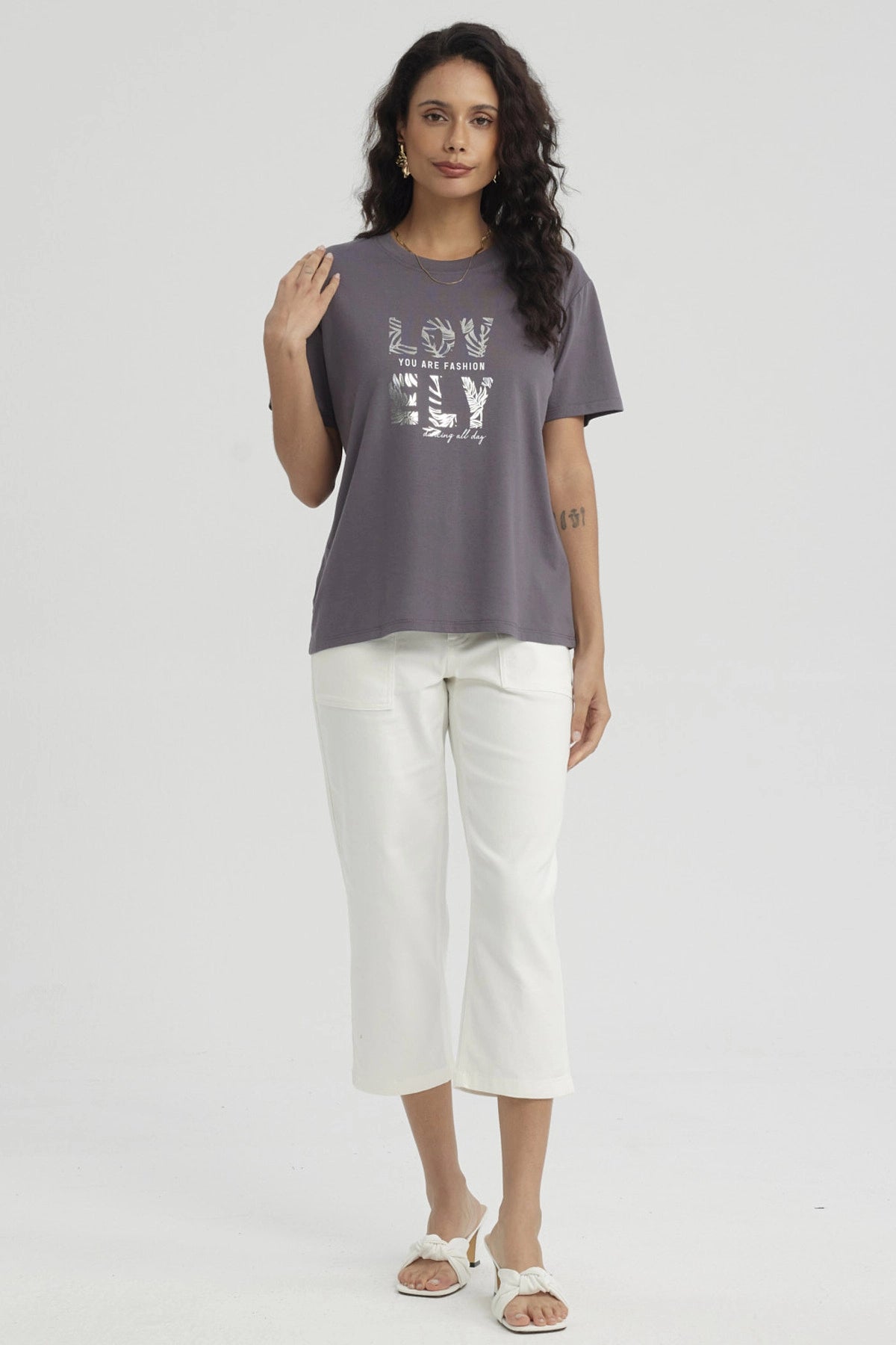 Polera Mujer Print Con Aplicación Marengo