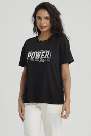 Polera Mujer Print Con Aplicación Negro