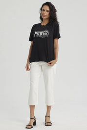 Polera Mujer Print Con Aplicación Negro