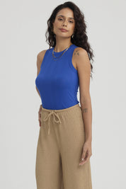 Polera Mujer Rib Lisa Aqua