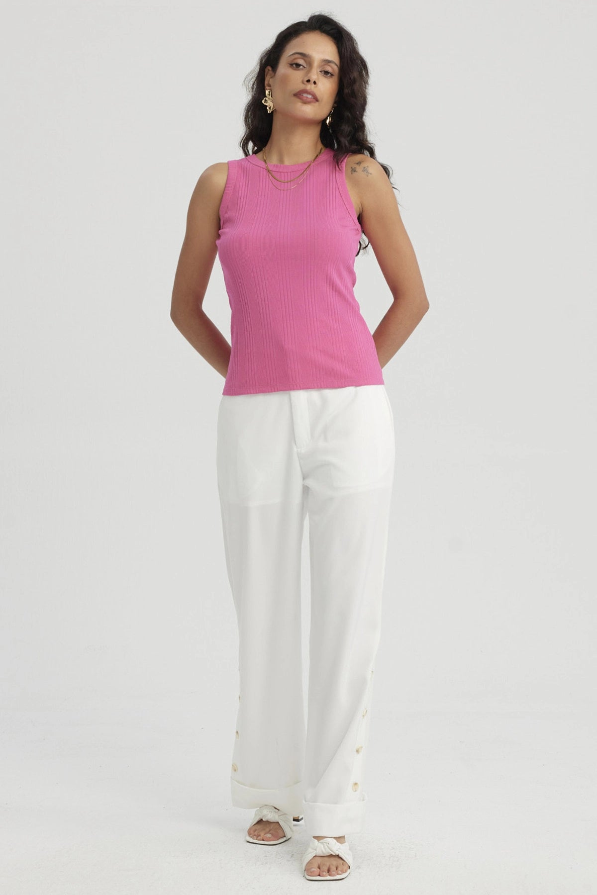 Polera Mujer Rib Lisa Naranjo