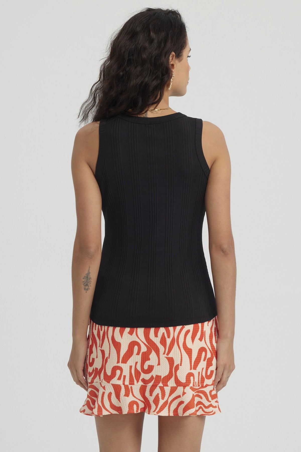 Polera Mujer Rib Lisa Negro