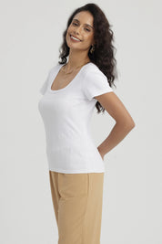 Polera Mujer Escote Cuadrado Blanco