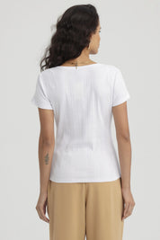Polera Mujer Escote Cuadrado Blanco