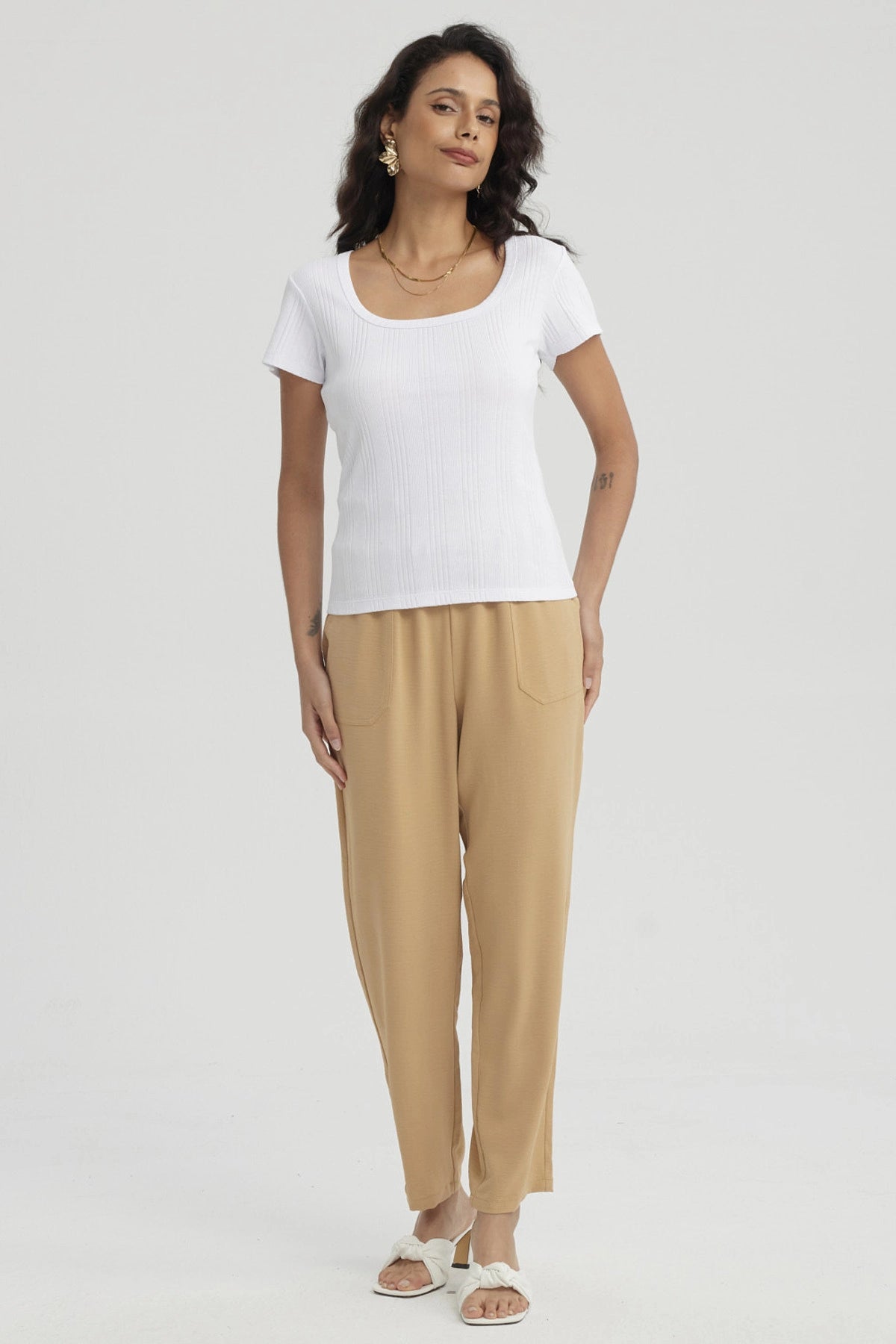 Polera Mujer Escote Cuadrado Blanco