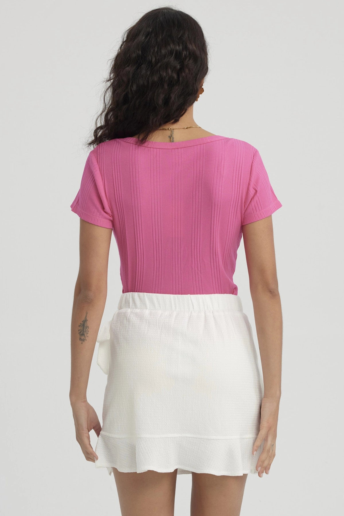 Polera Mujer Escote Cuadrado Fucsia