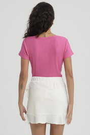 Polera Mujer Escote Cuadrado Fucsia