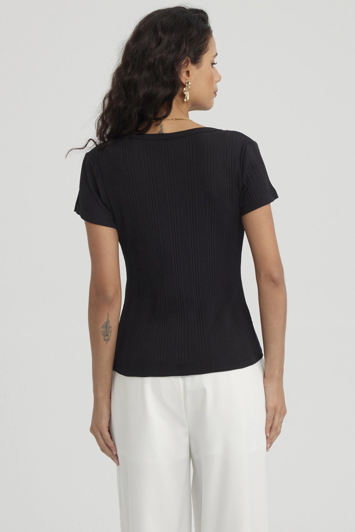Polera Mujer Escote Cuadrado Negro