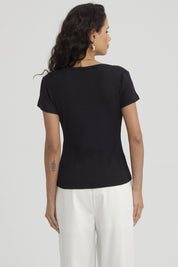 Polera Mujer Escote Cuadrado Negro