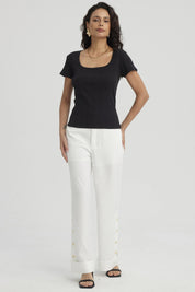 Polera Mujer Escote Cuadrado Negro