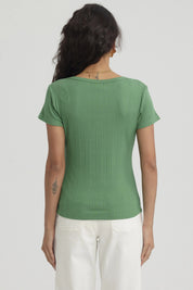 Polera Mujer Escote Cuadrado Turquesa