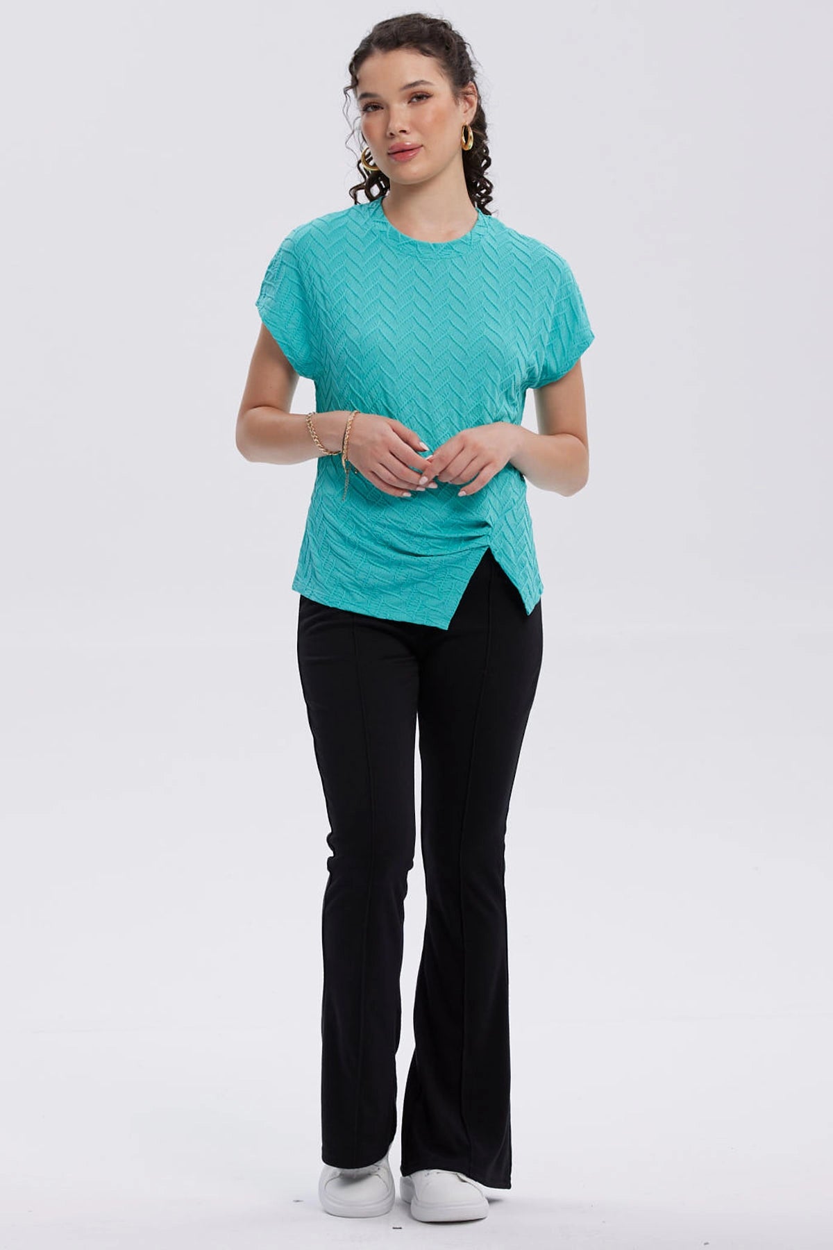 Polera Mujer Abertura Costado Aqua