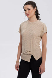 Polera Mujer Abertura Costado Beige