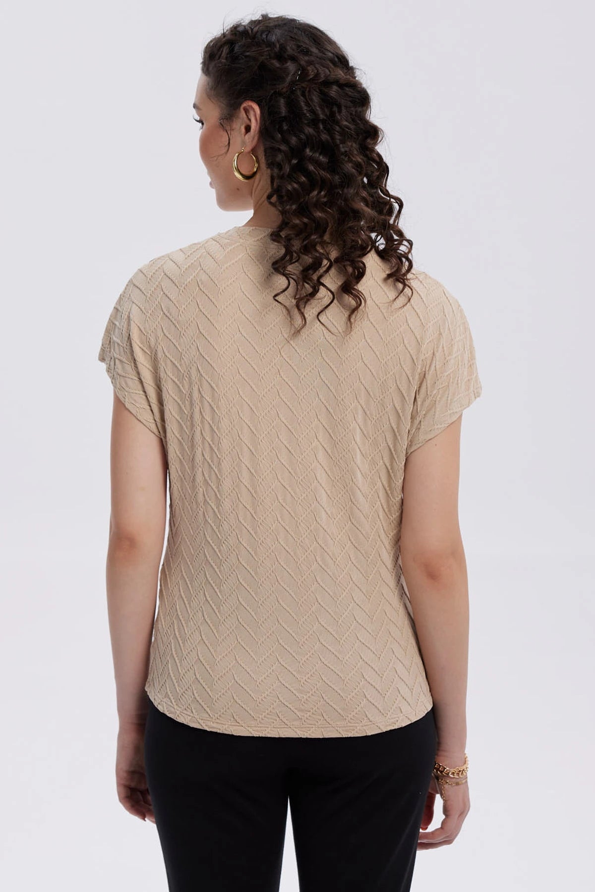 Polera Mujer Abertura Costado Beige