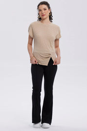 Polera Mujer Abertura Costado Beige